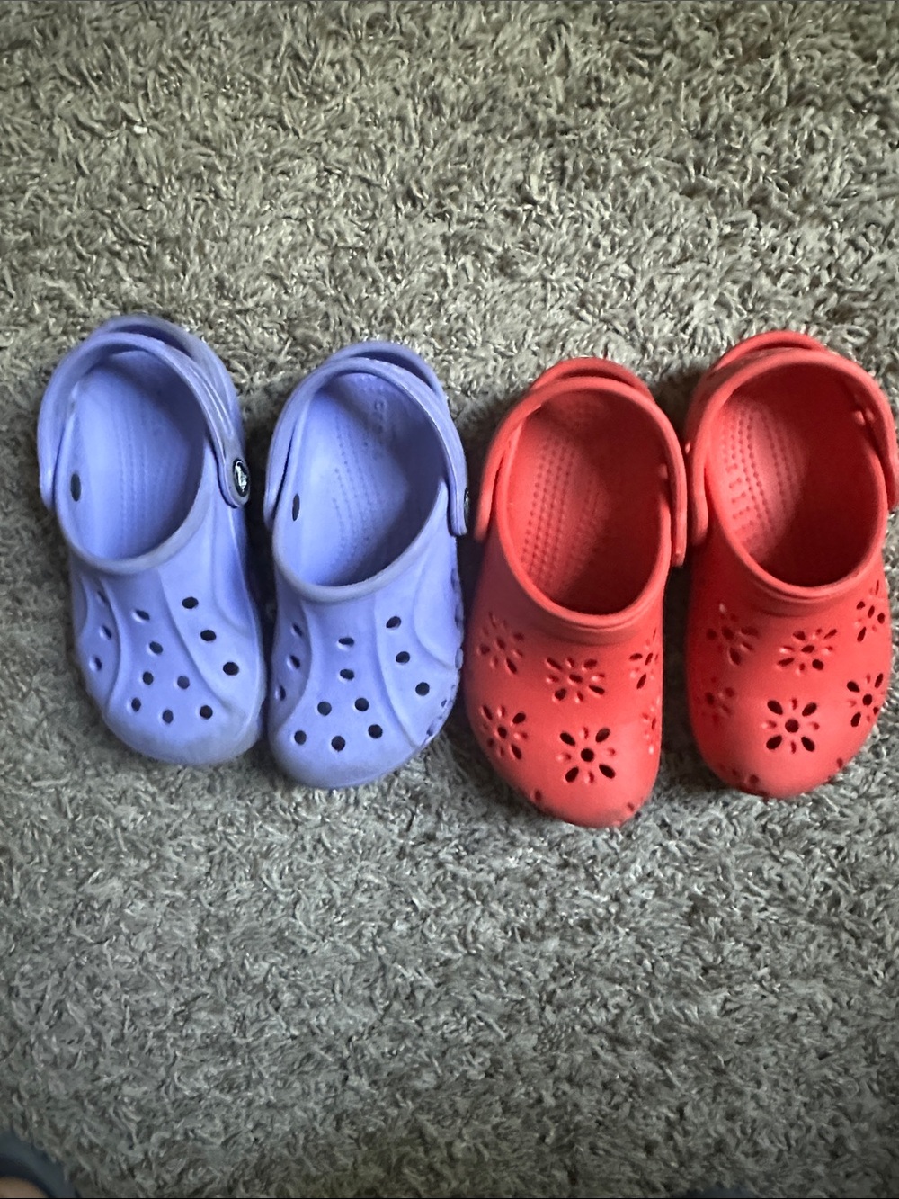 CROCS Kids Slip-On Clogs in Lavender and Coral